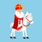 Cute Sinterklaas or Saint Nicholas and horse - vector illustration