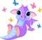 Cute sitting baby dragon