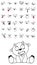 Cute sitting baby goat kawaii cartoon expressions set collection