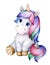 Cute  sitting baby unicorn cartoon.