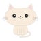 Cute sitting cat icon. Funny cartoon character. Kawaii animal. Tail, whisker, big eyes. Kitty kitten. Baby pet collection. White b