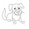 Cute sitting doggie, pet with big adorable nose, animal theme coloring page