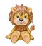 Cute sitting lion cartoon.