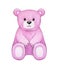 Cute, sitting pink bear.