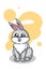 A cute sitting rabbit with gray color illustration