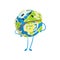Cute skeptical cartoon Earth planet character with hands on its waist, funny globe emoji vector Illustration