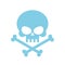 Cute Skull with bones. honey, kind Blue Head skeleton. Logo, emb