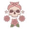 Cute skull and flowers tattoo template