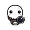 Cute skull skeleton cartoon character wearing astronaut costume