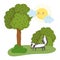 Cute skunk animal grass tree bushes nature wild cartoon