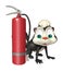 Cute Skunk cartoon character with fire extinguisher