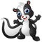 Cute skunk cartoon waving hand