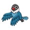 Cute slaty blue love bird cartoon flying