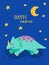 Cute Sleeping Dinosaurus for Poster Print, Baby Greetings Illustration, Dino Invitation, Children Dinosaur Store Flyer