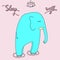 Cute sleeping elephant in a pajamas or pullover. Hand drawn good