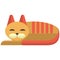 Cute sleeping kitten icon, flat vector isolated illustration. Napping pet cat.