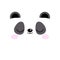 Cute sleeping panda bear emoji face poster isolated on white background.