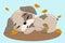 Cute sleeping puppy. Funny illustration of a sleeping dog. Dog's Baby