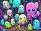 Cute Slime Creatures Ghosts, Generative AI Illustration