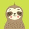 Cute Sloth Portrait Vector Illustration