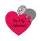 Cute sloth on red valentine heart