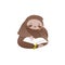 Cute sloth sitting and reading book with interest.
