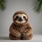 Cute Sloth Soft Toy Product Style Photo on White Background