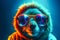 Cute sloth wearing sunglasses. animal on summer vacation, animal illustration. Ai generative