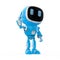 Cute and small artificial intelligence assistant robot think or analyze