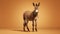 A cute small donkey standing on a rustic brown background