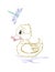 Cute small duckling swimming isolated coloring