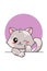Cute and small grey cat animal cartoon illustration