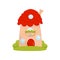 Cute small house, fairytale fantasy house for gnome, dwarf or elf vector Illustration on a white background