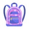 Cute small purple child backpack on white background