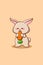 Cute and small rabbit with carrot animal cartoon illustration