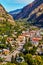 Cute small town of Ouray in Colorado tucked into mountains