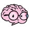 Cute smart brain with glasses on a cheerful face