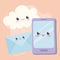 Cute smartphone mail cloud kawaii cartoon character