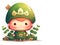 Cute smile baby Leprechaun, st patricks card, ai generation