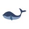 Cute smile blue whale. Hand drawn vector animal