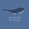 Cute smile blue whale. Hand drawn vector with inscription