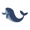 Cute smile blue whale. Hand drawn vector sea wildlife