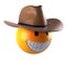 Cute Smile emoji sphere with cowboy hat