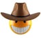 Cute Smile emoji sphere with cowboy hat.