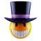 Cute smile emoji sphere with victorian top hat