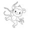 Cute smile monkey kid for coloring book.Line art design for kids coloring page.