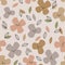 Cute smiley flowers abstract seamless pattern. Childish floral background