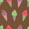 Cute smiley ice cream seamless pattern, for fabric print