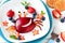 Cute smiling apple crab with fresh fruit for kids