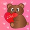 cute smiling beast bear on holiday valentine`s day